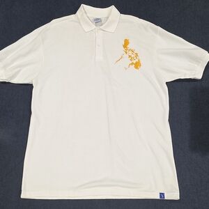 Men's White Polo Shirt with Orange Design